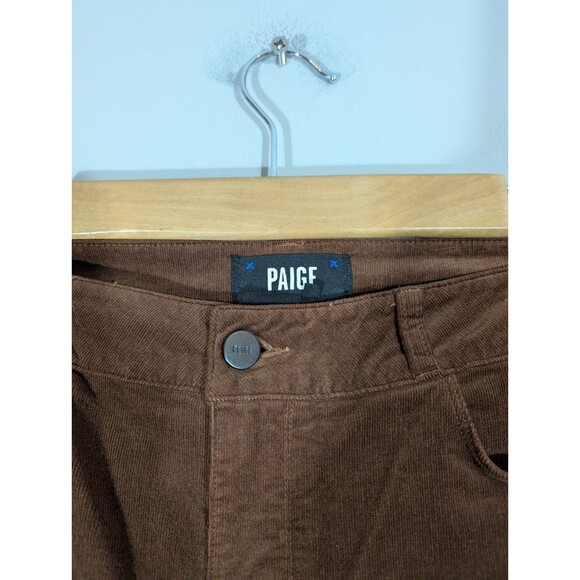 Paige Women Brown Corduroy High Rise Straight Leg Pants 31 English Countryside - Picture 5 of 10